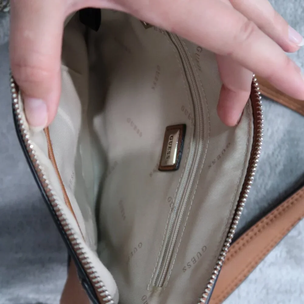 Guess Crossbody Bag Brown Faux Leather Purse with Removable Chain Strap Clutch - Picture 6 of 14